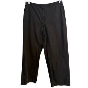 Eileen Fisher Size Large Black 100% Cotton Wide Leg Pants